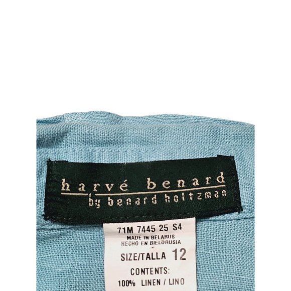 Harve Bernard Linen‎ Button Down blouse size 12 sea foam blue - Picture 4 of 7